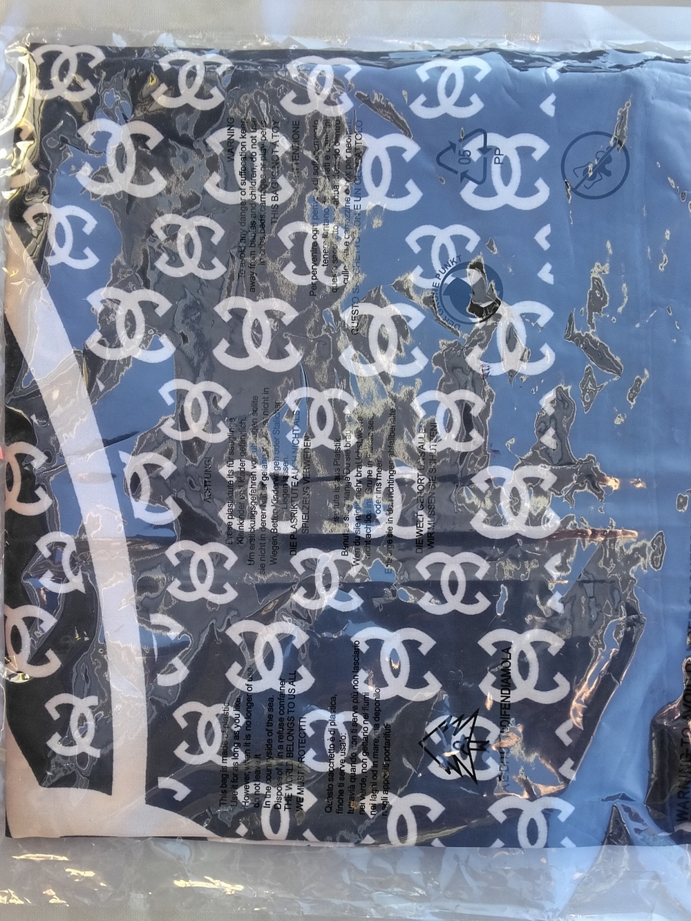 Designer-Inspired Black Logo Print Scarf